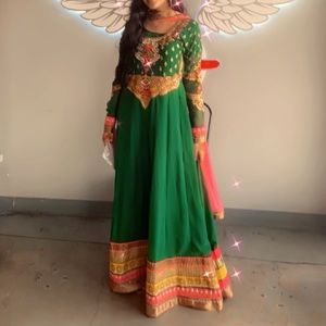 Long anarkali embellished embroidery gown